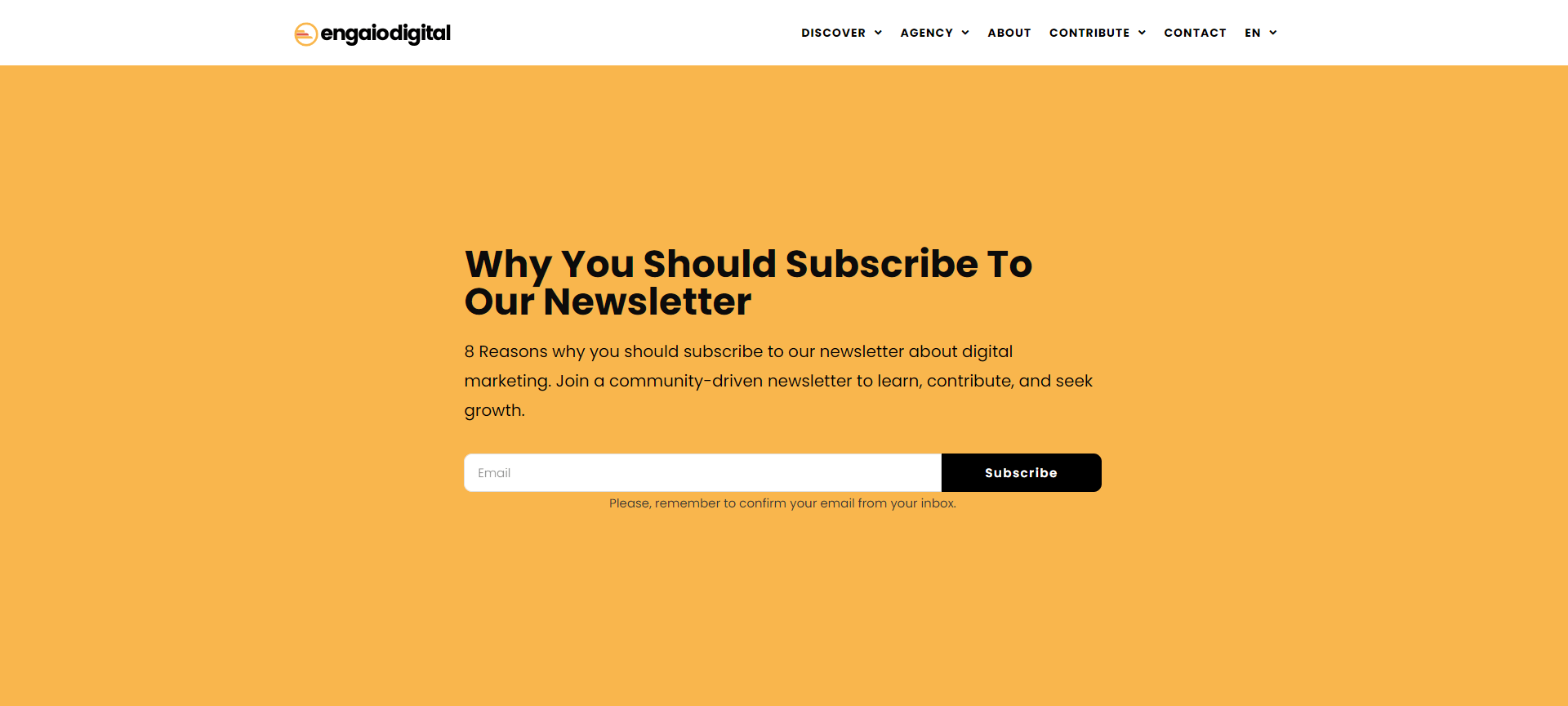 About Page Example Newsletter Widget