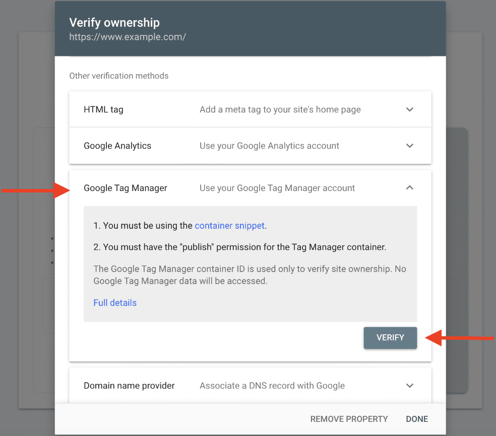 Google Search Console Verify Domain