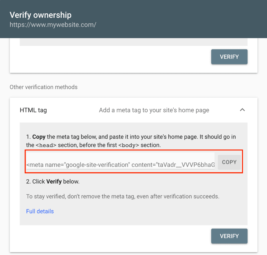 Google Search Console Verify Domain