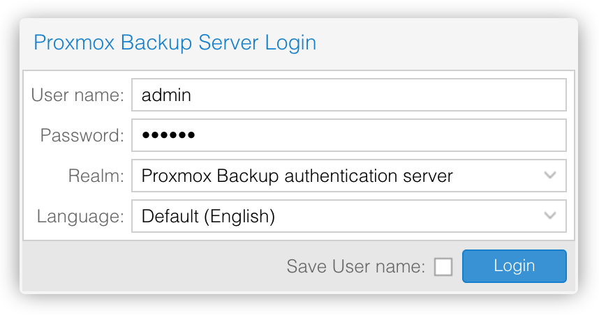 Proxmox Backup Server Login