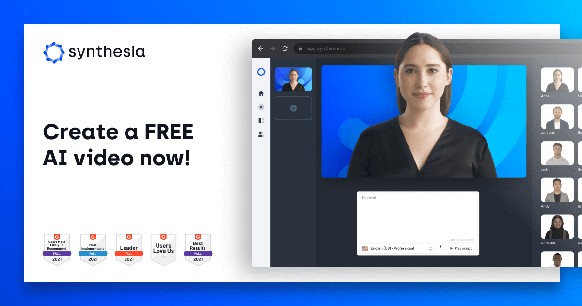 Create videos with AI with Synthesia.io
