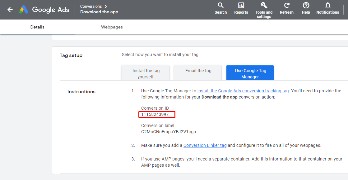 Google Ads Conversion ID