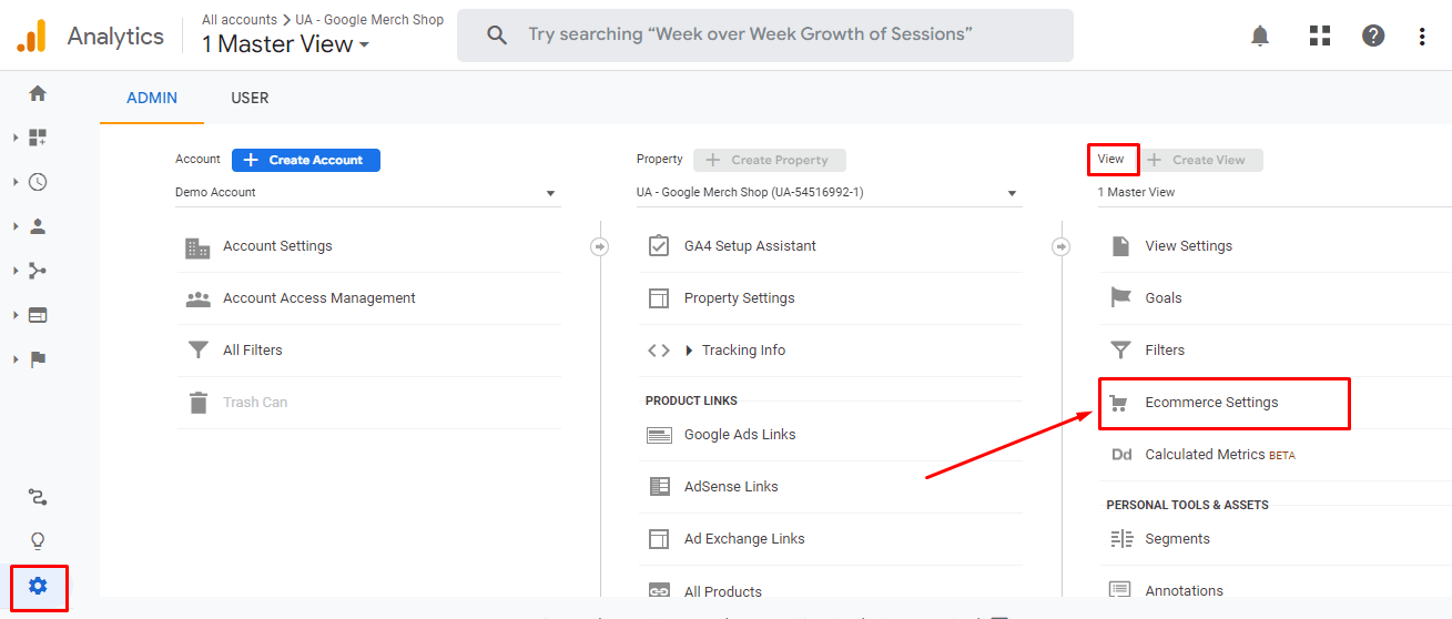 Google Ads GA Ecommerce Setting