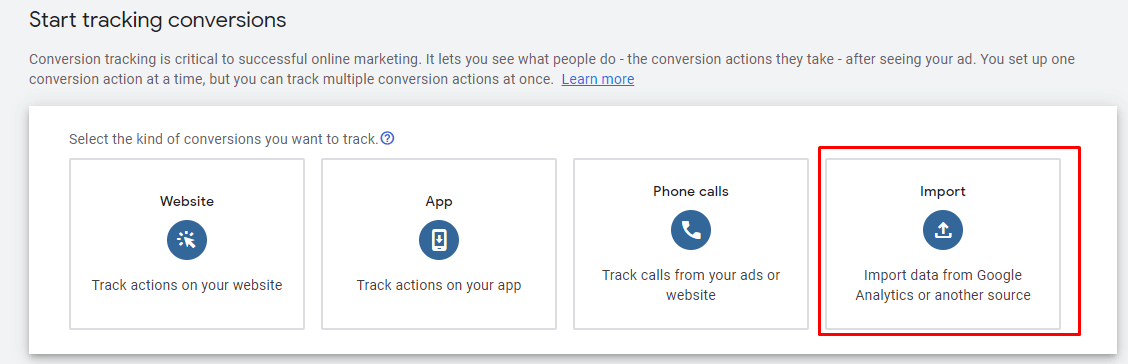 Google Ads Import Tracking Conversions