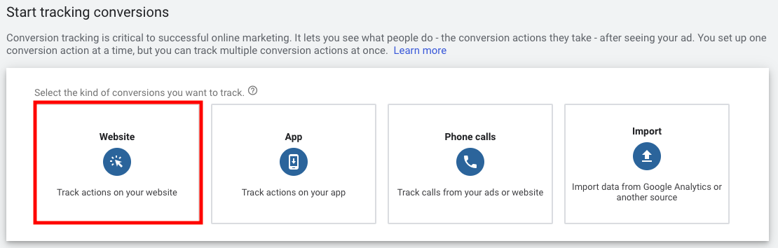 Google Ads Start Tracking Conversions