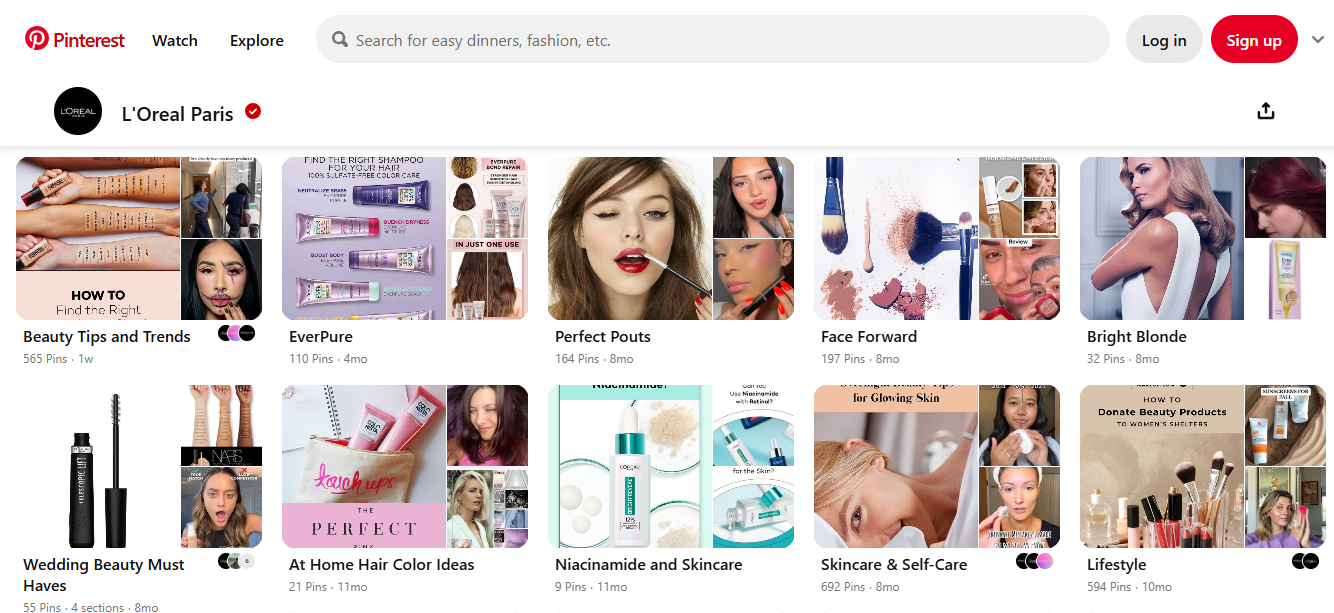 L'Oreal attracts a lot of attention from genZ on Pinterest