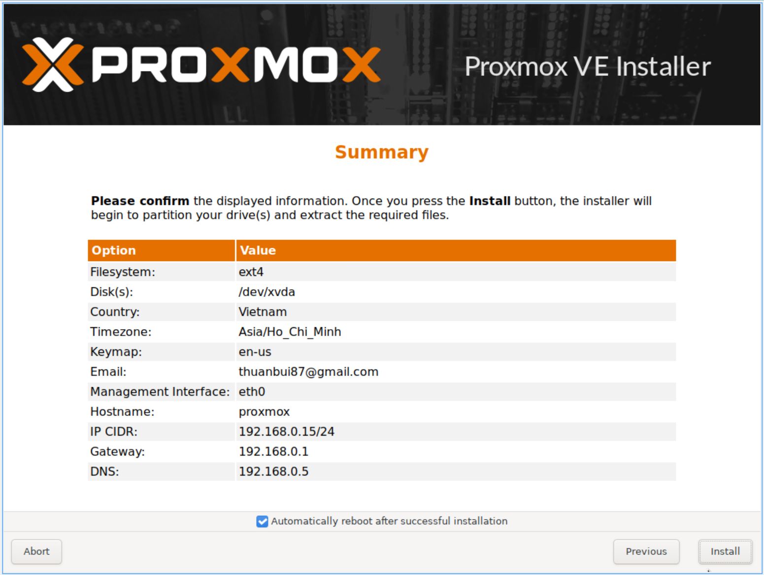 Install Proxmox VE