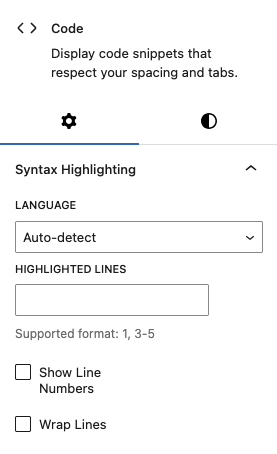 syntax highlighting code block